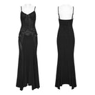 PUNK RAVE Women's Punk Lace-up Mesh Splice Slip Dress