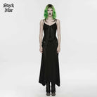 PUNK RAVE Women's Punk Lace-up Mesh Splice Slip Dress