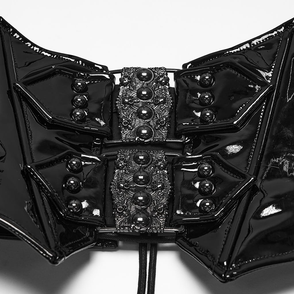 PUNK RAVE Women's Punk Lace-up Rivet Irregular Underbust Corset
