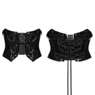 PUNK RAVE Women's Punk Lace-up Rivet Irregular Underbust Corset