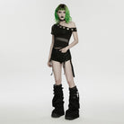 PUNK RAVE Women's Punk Lace-up Shorts with Detachable Trouser Legs