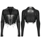 PUNK RAVE Women's Punk Lace-up Turn-down Collar Jacket