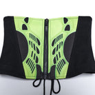 PUNK RAVE Women's Punk Lace-up Zip Underbust Corset Black-green