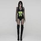 PUNK RAVE Women's Punk Lace-up Zip Underbust Corset Black-green