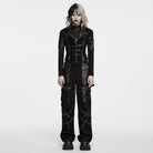 PUNK RAVE Women's Punk Lapel Lace-up Buckle Strap Vest