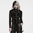 PUNK RAVE Women's Punk Lapel Lace-up Buckle Strap Vest