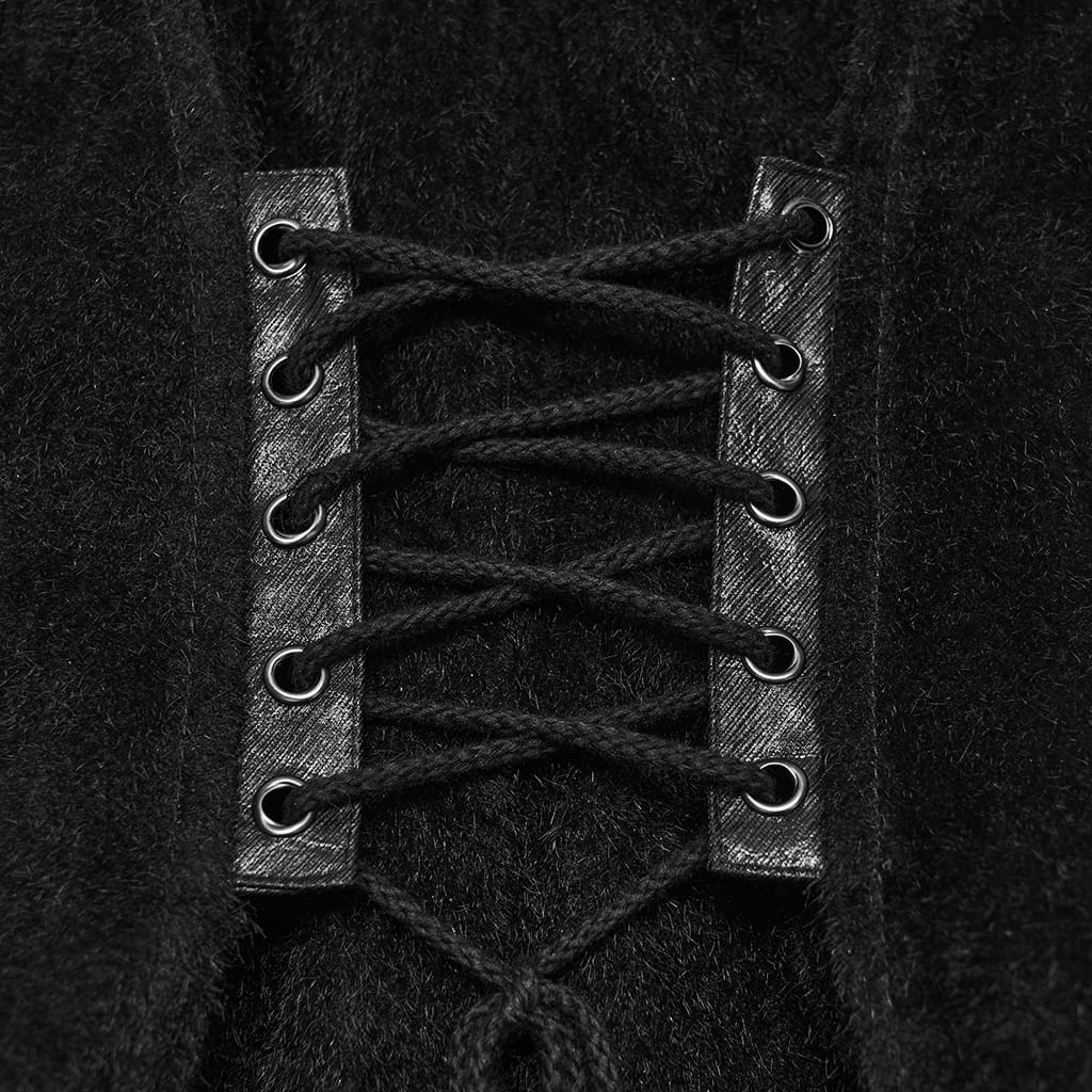 PUNK RAVE Women's Punk Lapel Lace-up Buckle Strap Vest