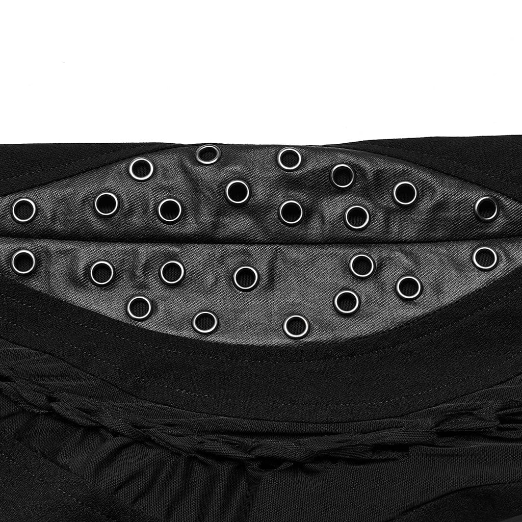 PUNK RAVE Women's Punk Mesh Cutout Eyelet Pants