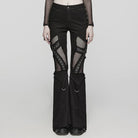 PUNK RAVE Women's Punk Mesh Eyelet Ring Flared Pants
