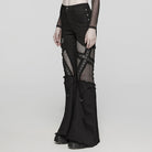 PUNK RAVE Women's Punk Mesh Eyelet Ring Flared Pants