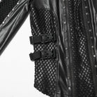 PUNK RAVE Women's Punk Mesh Splice Buckle Strap Top
