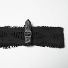 PUNK RAVE Women's Punk Mesh Splice Buckle Strap Top