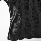 PUNK RAVE Women's Punk Mesh Splice Buckle Strap Top