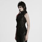 PUNK RAVE Women's Punk Mesh Splice Buckle Waistcoat
