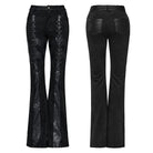 PUNK RAVE Women's Punk Mesh Splice Faux Leather Flared Pants