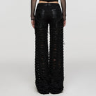 PUNK RAVE Women's Punk Mesh Splice Ripped Straight Pants