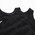 PUNK RAVE Women's Punk Mesh Splice Ruched Off-shoulder Top