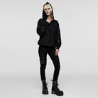 PUNK RAVE Women's Punk Mesh Splice Unedged Hoodies