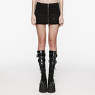 PUNK RAVE Women's Punk Mesh Splice Zipper Skirt Black
