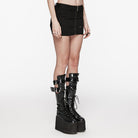 PUNK RAVE Women's Punk Mesh Splice Zipper Skirt Black