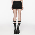 PUNK RAVE Women's Punk Mesh Splice Zipper Skirt Black