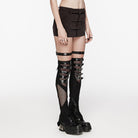 PUNK RAVE Women's Punk Mesh Splice Zipper Skirt Coffee