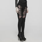 PUNK RAVE Women's Punk Mesh Strappy Stud Leggings