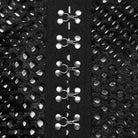 PUNK RAVE Women's Punk Mesh Tie-dyed Long Sleeved Crop Top Black