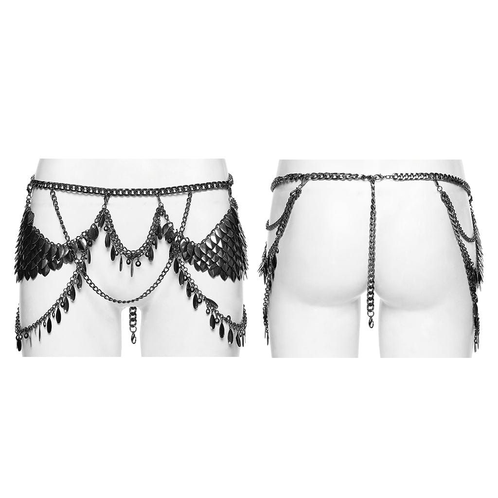 PUNK RAVE Women's Punk Metal Blade Waist Chain