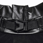PUNK RAVE Women's Punk Mock Neck Mesh Splice Multi Buckle Strap Long Sleeve Top
