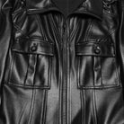 PUNK RAVE Women's Punk Multi Pockets Chained Turn-down Collar Jacket