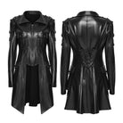 PUNK RAVE Women's Punk Multi Pockets Chained Turn-down Collar Jacket