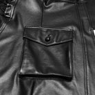 PUNK RAVE Women's Punk Multi Pockets Chained Turn-down Collar Jacket