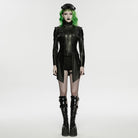 PUNK RAVE Women's Punk Multi Pockets Chained Turn-down Collar Jacket