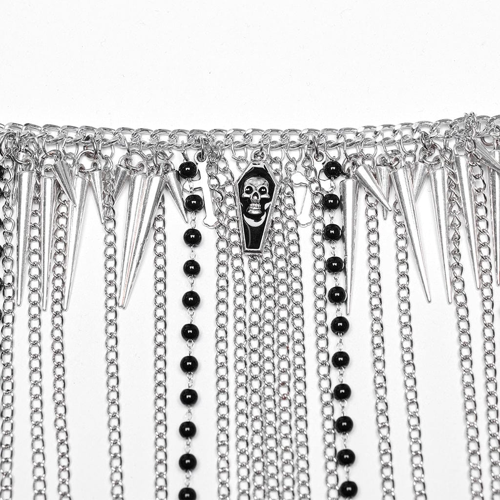 PUNK RAVE Women's Punk Multilayered Skull Body Harness