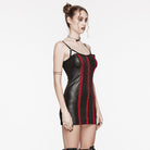 PUNK RAVE Women's Punk Nailed Lace-up Slip Dress Red