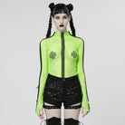 PUNK RAVE Women's Punk Nailed Sheer Mesh Top