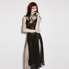 PUNK RAVE Women's Punk Pentacle Side Slit Slip Dress Black