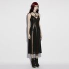 PUNK RAVE Women's Punk Pentacle Side Slit Slip Dress Black