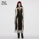 PUNK RAVE Women's Punk Pentacle Side Slit Slip Dress Black