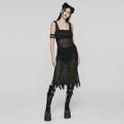 PUNK RAVE Women's Punk Plunging Unedged Mesh Honeymoon Dress