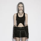 PUNK RAVE Women's Punk Printed Rings Pleated Skirt