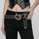 PUNK RAVE Women's Punk Rhinestone Heart Belt