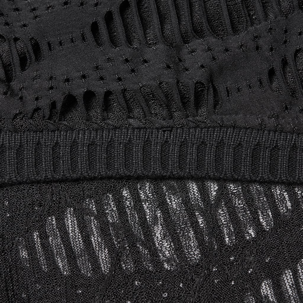 PUNK RAVE Women's Punk Ripped Batwing Sleeved Cardigan