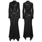 PUNK RAVE Women's Punk Ripped Cutout Buckle-up Strappy Long Sleeve Dress