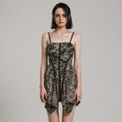 PUNK RAVE Women's Punk Ripped Eyelet Distressed Irregular Slip Dress