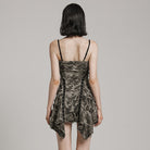 PUNK RAVE Women's Punk Ripped Eyelet Distressed Irregular Slip Dress