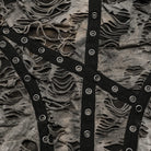 PUNK RAVE Women's Punk Ripped Eyelet Distressed Irregular Slip Dress