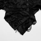 PUNK RAVE Women's Punk Ripped Eyelet Irregular Slip Dress Black