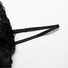 PUNK RAVE Women's Punk Ripped Eyelet Irregular Slip Dress Black